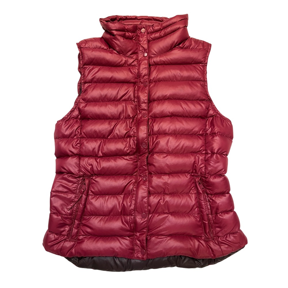 Gap Burgundy Brown Quilted Snap Zip Gorpcore Down Filled Puffer Vest Size S